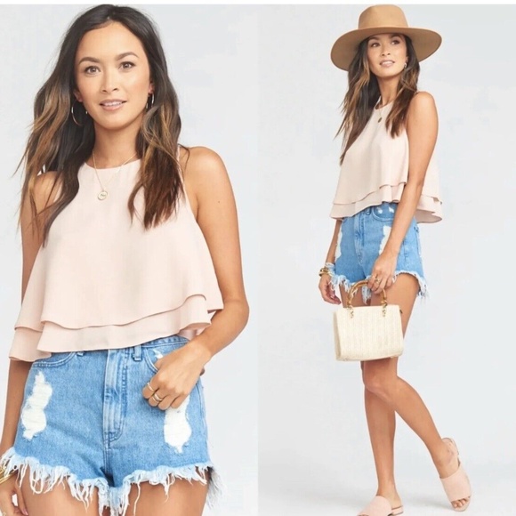 Show Me Your MuMu Tops - Show Me Your MuMu Tier Layer Cropped King Tank Top  Rose Pink (C1)